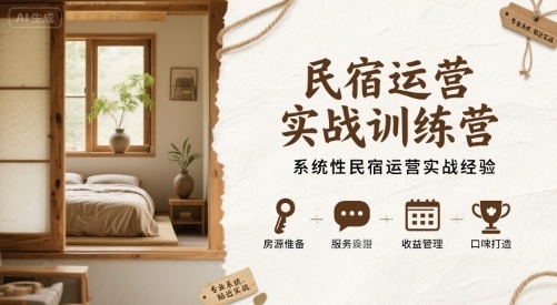 民宿运营实战训练营，系统性民宿运营实战经验-轻金阁