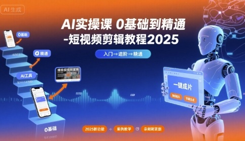 AI实操课0基础到精通-短视频剪辑教程2025-轻金阁