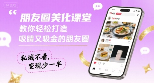 朋友圈美化课堂，教你轻松打造，吸睛又吸金的朋友圈，私域不看，变现少一半-轻金阁