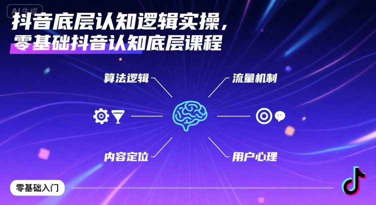 抖音底层认知逻辑实操，零基础抖音认知底层课程-轻金阁