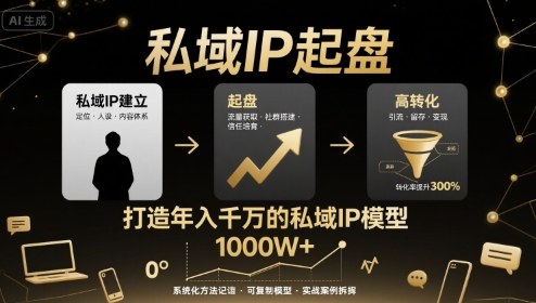 私域IP起盘，私域ip建立、起盘、高转化，打造年入千万的私域ip模型-轻金阁