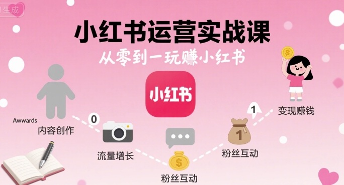 小红书运营实战课，从零到一玩賺小红书-轻金阁