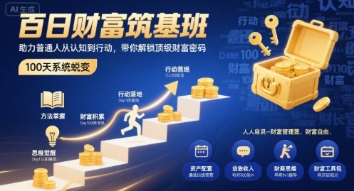 百日财富筑基班，助力普通人从认知到行动，带你解锁顶级财富密码-轻金阁
