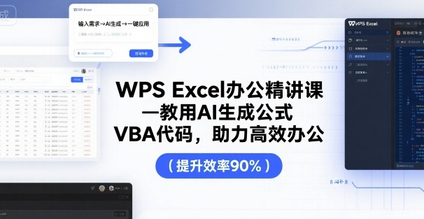 WPS Excel办公精讲课，教用 AI 生成公式，VBA 代码，助力高效办公-轻金阁