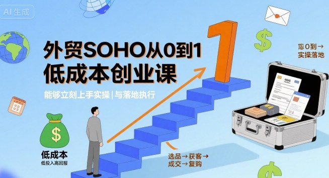 外贸SOHO从0到1低成本创业课，能够立刻上手实操与落地执行-轻金阁