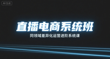 直播电商系统班，同领域差异化运营进阶系统课-轻金阁