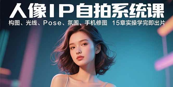 （15920期）人像IP自拍系统课：构图、光线、Pose、氛围、手机修图 15章实操学完即出片-轻金阁