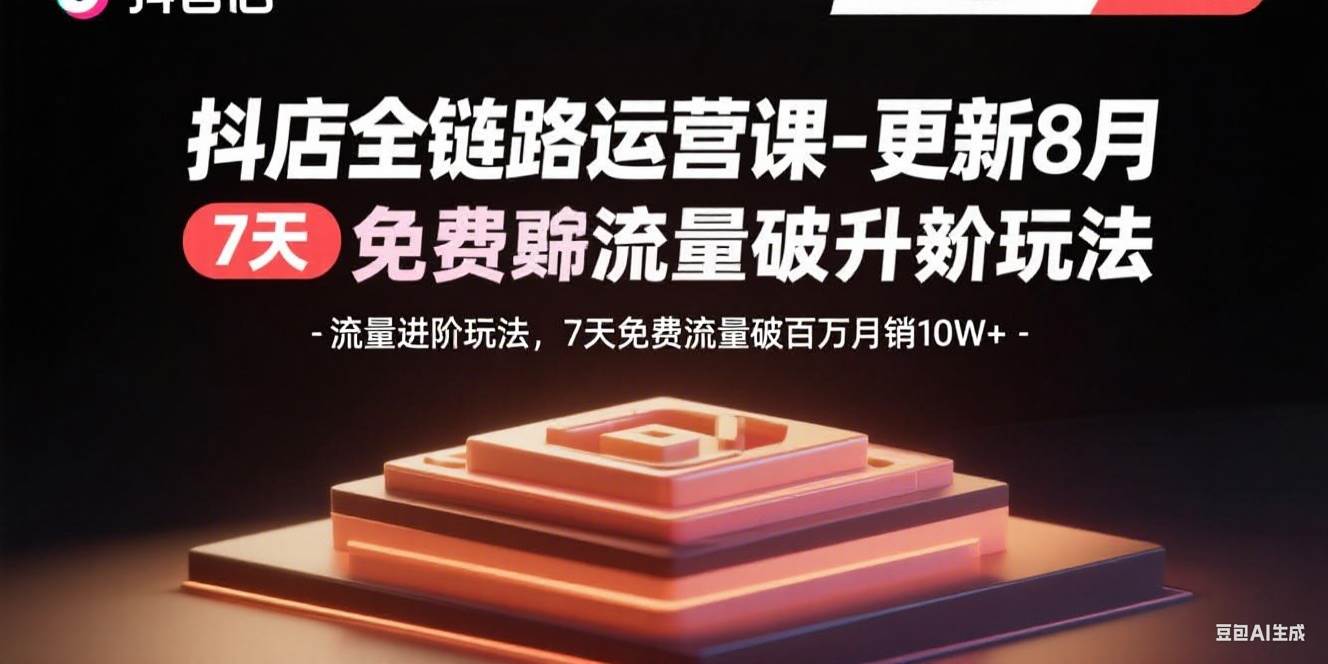 （15918期）抖店全链路运营课-更新8月：流量进阶玩法，7天免费流量破百万月销10W+-轻金阁