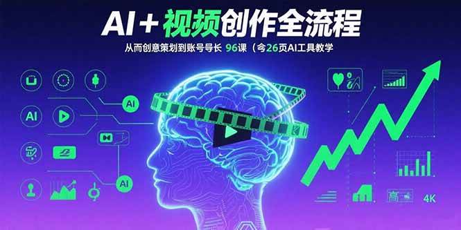 （15869期）AI+短视频创作全流程：从创意策划到账号增长，96节课(含26项AI工具教学)-轻金阁