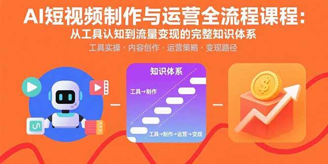 （15863期）AI短视频制作与运营全流程课程：从工具认知到流量变现的完整知识体系-轻金阁