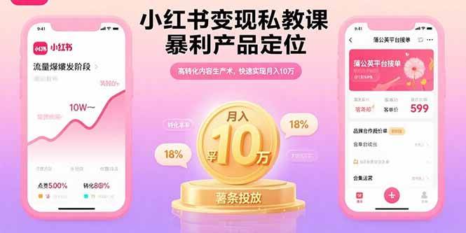 （15859期）小红书变现私教课，暴利产品定位，高转化内容生产术，快速实现月入10万-轻金阁