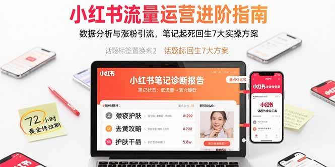 （15827期）小红书流量运营进阶指南，数据分析与涨粉引流，笔记起死回生7大实操方案-轻金阁