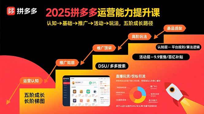 （15826期）2025拼多多运营能力提升课：认知→基础→推广→活动→玩法，五阶成长路径-轻金阁