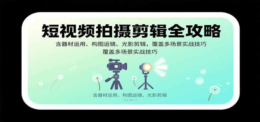 短视频拍摄剪辑全攻略：含器材运用、构图运镜、光影剪辑，覆盖多场景实战技巧-轻金阁