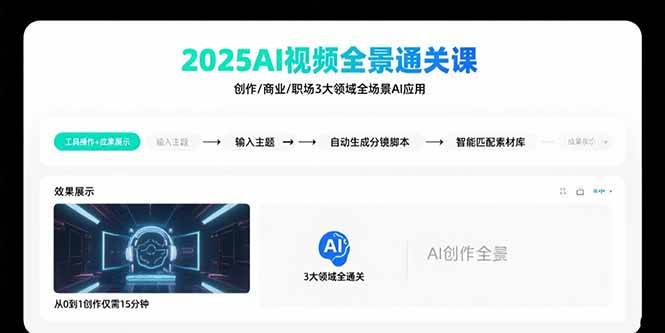 （15762期）2025AI视频全景通关课：涵盖创作/商业/职场3大领域  掌握AI全场景应用-轻金阁