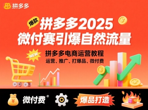 拼多多2025微付赛引爆自然流量，拼多多电商运营教程，运营、推广、打爆品、微付费-轻金阁