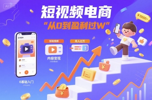 短视频电商：短视频变现从0到盈利过W-轻金阁