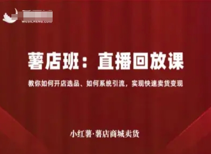 小红薯薯店商城卖货直播回放课，教你如何开店选品、如何系统引流，实现快速卖货变现-轻金阁