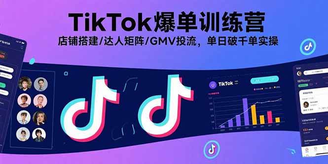 （15920期）TikTok爆单训练营，店铺搭建/达人矩阵/GMV投流，单日破千单实操-轻金阁