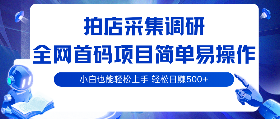 拍店采集调研，全网首码项目，简单易操作， 小白也能轻松上手，轻松日赚500+-轻金阁