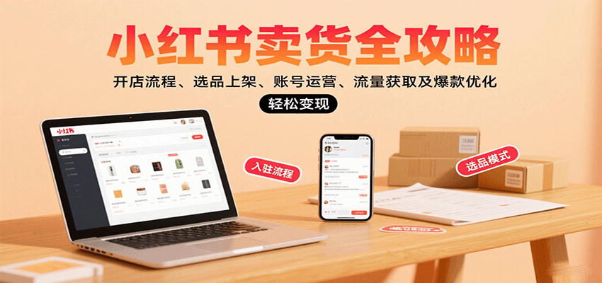 小红书卖货全攻略：开店流程、选品上架、账号运营、流量获取及爆款优化，轻松变现-轻金阁
