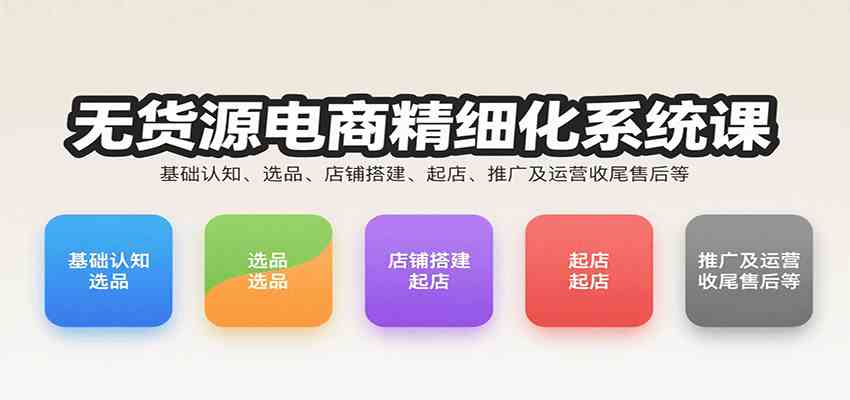 无货源电商精细化系统课：基础认知、选品、店铺搭建、起店、推广及运营收尾售后等-轻金阁