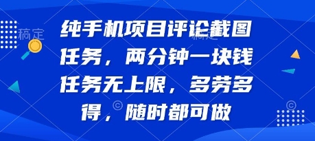 纯手机项目评论截图任务，两分钟一块钱 任务无上限多劳多得，随时随地都能做【揭秘】-轻金阁