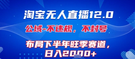 淘宝无人直播12.0，不封号，不违规，布局下半年旺季赛道，日入1k+(独家技术)【揭秘】-轻金阁