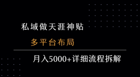 私域做天涯神贴 多平台布局 月入5k+详细流程拆解-轻金阁