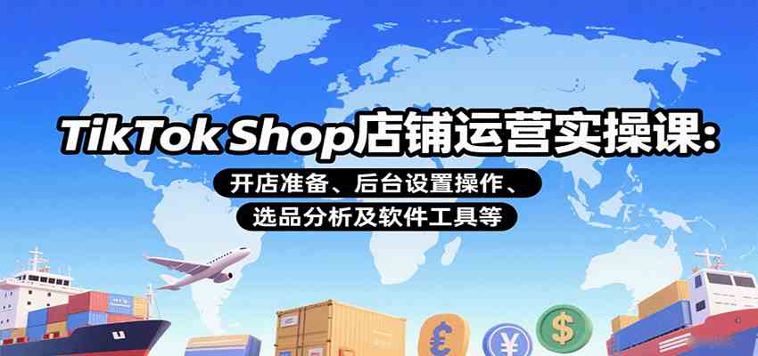 TikTok Shop店铺运营实操课：开店准备、后台设置操作、选品分析及软件工具等-轻金阁