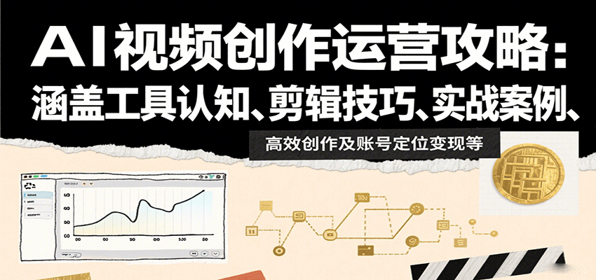 AI视频创作运营攻略：涵盖工具认知、剪辑技巧、实战案例、高效创作及账号定位变现等-轻金阁
